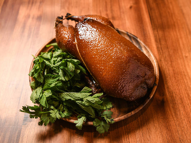 Whole roasted duck at Brian Fisher