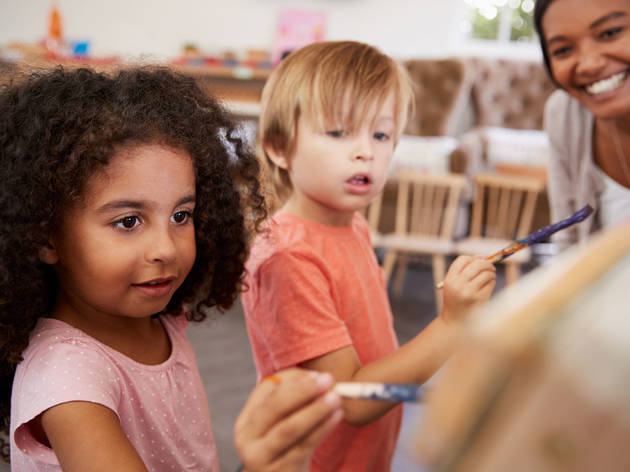 Kids painting - stock Art Deco weekend image