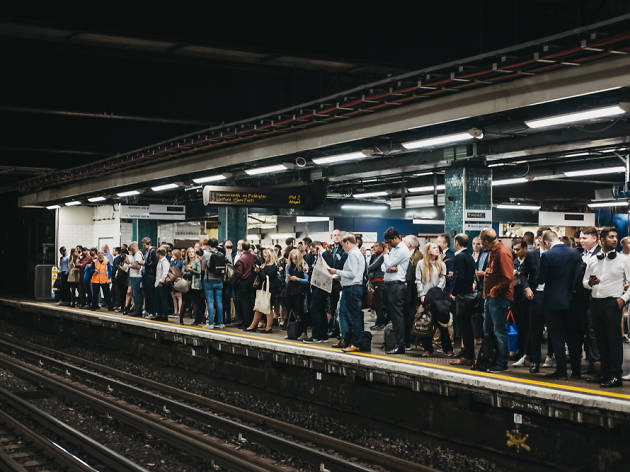 Busy tube platform Busy tube platform