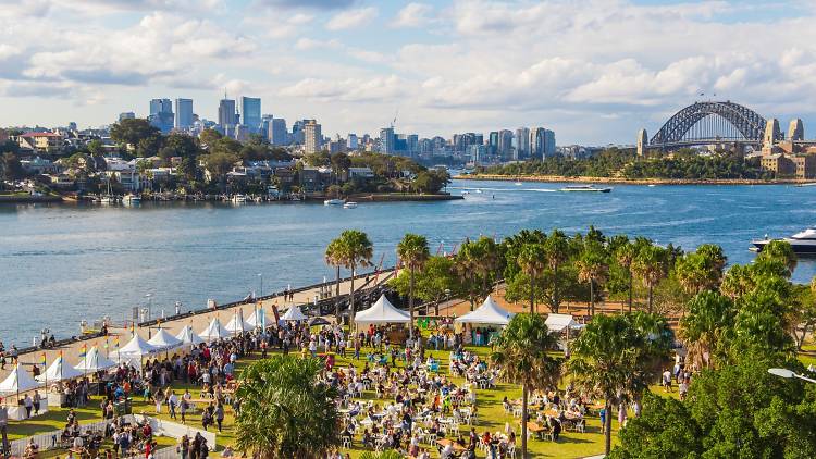 Wine festival at Pirrama Park overlooking the Harbour