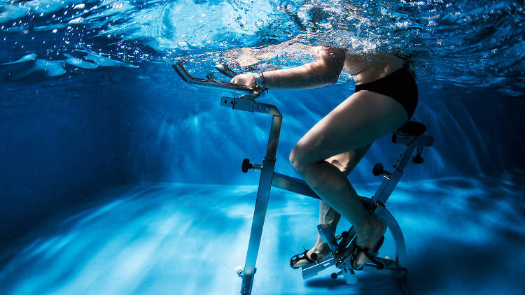 Cycle underwater at Aqua 