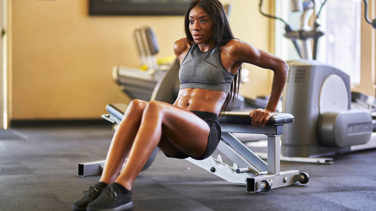 Woman working out in a gym 