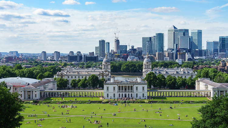 London skyline from Greenwich Hill