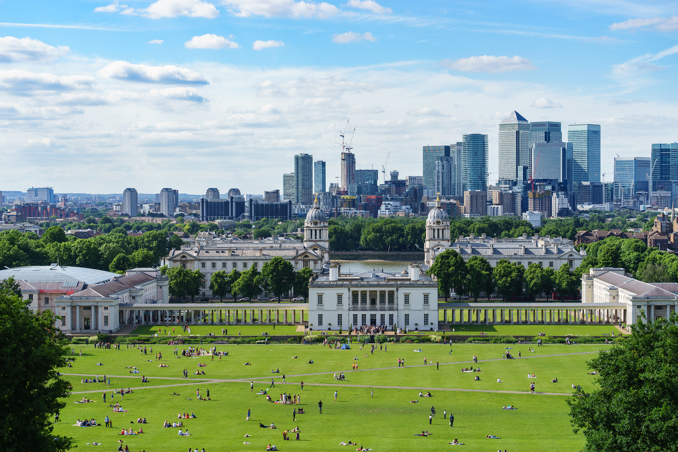 Lo skyline di Londra da Greenwich Hill