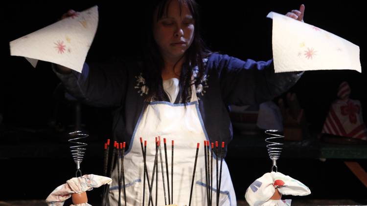 Photo: "Folktakes of Asia & Africa"; A One Woman Show Created & Performed by Jane Catherine Shaw; presented by Voice 4 Vision Puppet Festival; performance photographed: Sunday, December 6, 2009; 11:30 AM at Cabaret Theater; Theater For The New City;  New York, NY; Photograph: © 2009 Richard Termine.
PHOTO CREDIT - Richard Termine