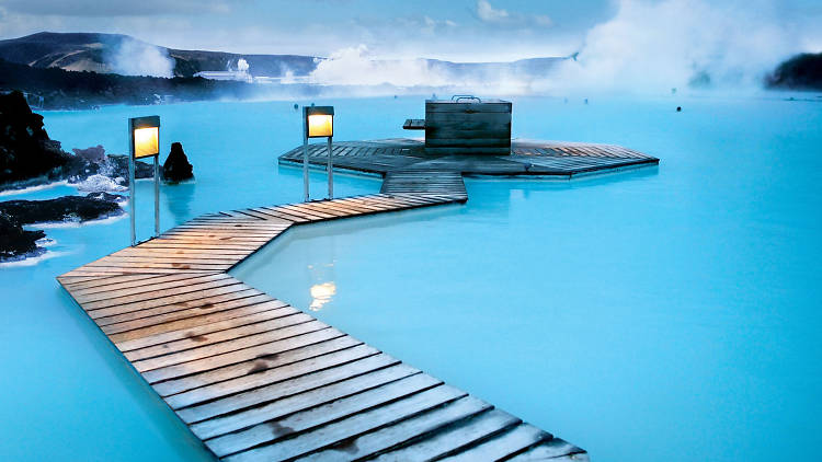 Take a dip in a volcanic lagoon in Iceland