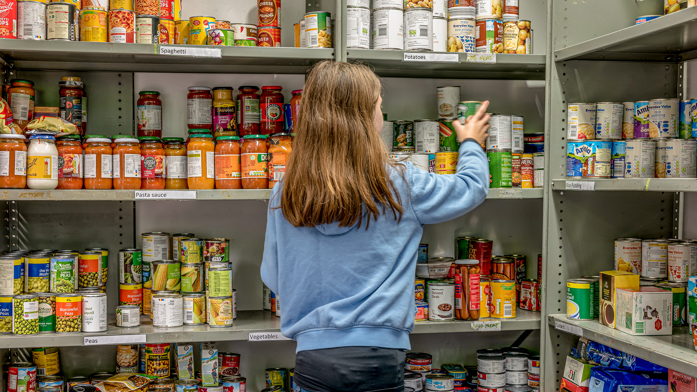 Stocking shelves at foodbank