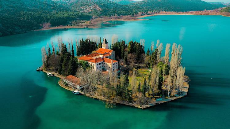 Visovac island and monastery in Krka National Park