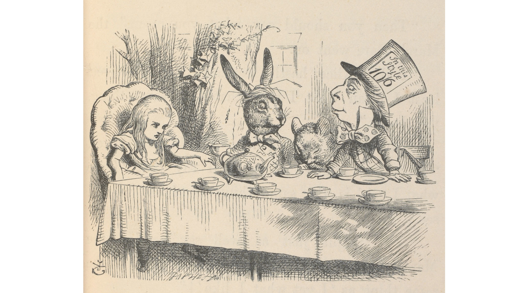 Alice at the Mad Hatter's Tea Party, Illustration for Alice's Adventures in Wonderland by John Tenniel (1865) 