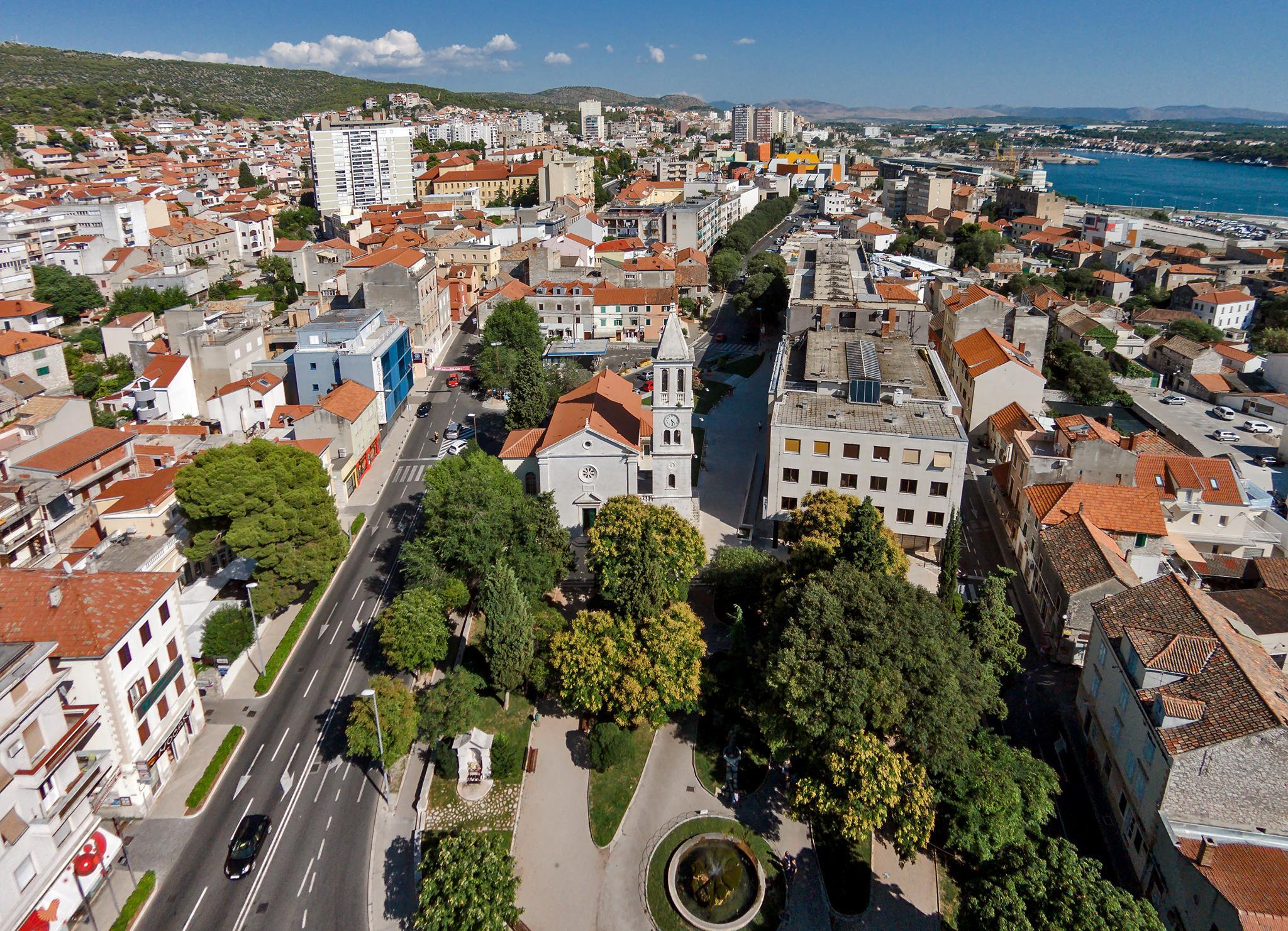 Šibenik's Gospa van grada church from above