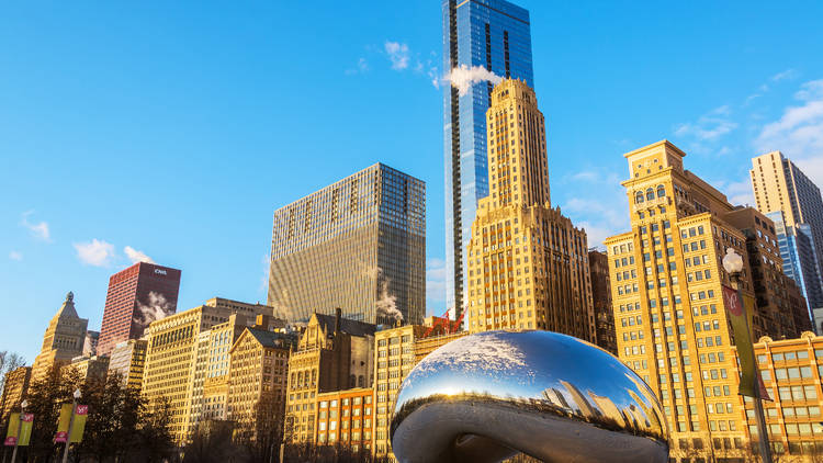 chicago, bean, skyline, city, millennium park