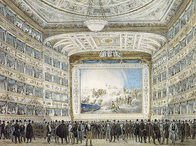 O Teatro La Fenice em 1837 Pintura, Teatro, La Fenice, Interior