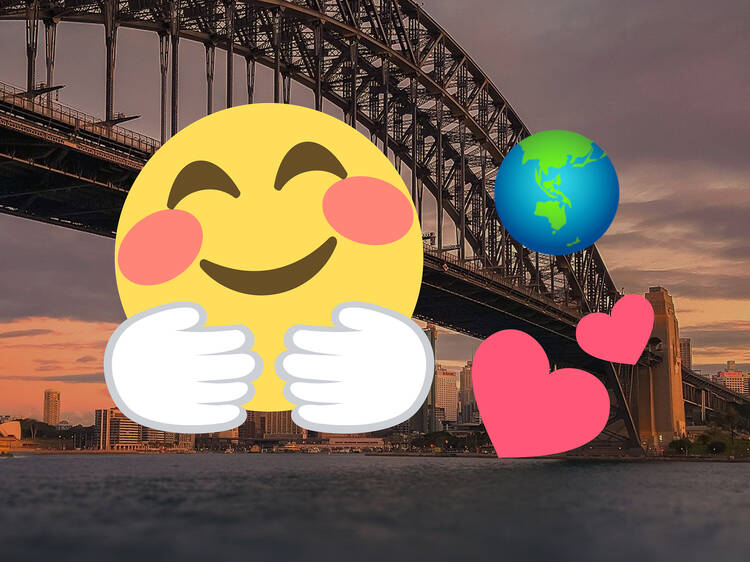 Emojis over the Sydney Harbour Bridge