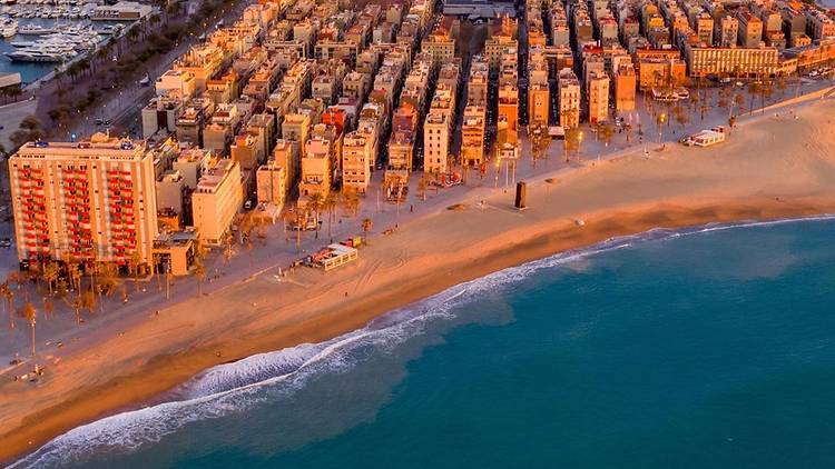 Barcelona vacía a vista de pájaro / Barceloneta