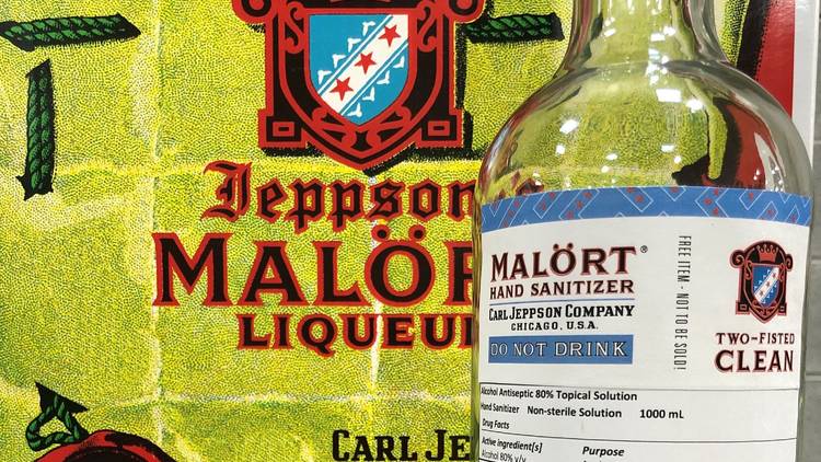 Malort hand sanitizer bottle