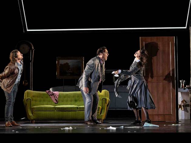 royal opera house_empera cinema DON PASQUALE by Donizetti;Royal Opera House;Covent Garden;London, UK;12 October 2019;Don Pasquale - Bryn Terfel;Norina - Olga Peretyatko;Doctor Malatesta - Marcus Werba (left); Conductor - Evelino Pidò;Director - Damiano Michieletto; Set designer - P