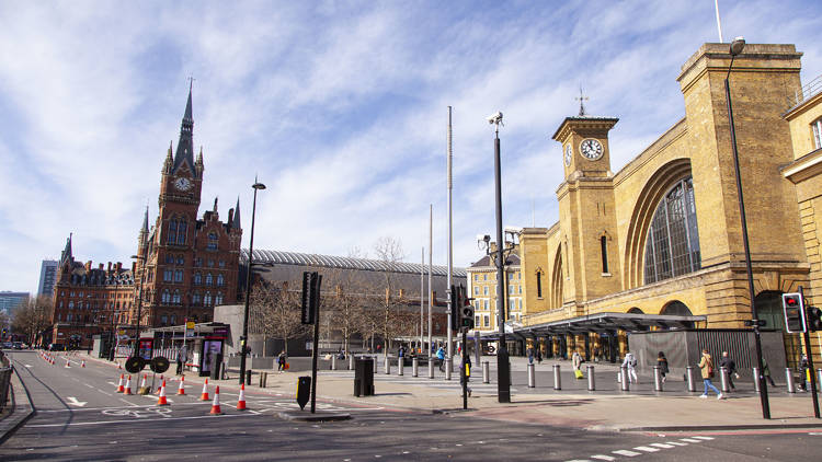 Empty King's Cross during London lockdown