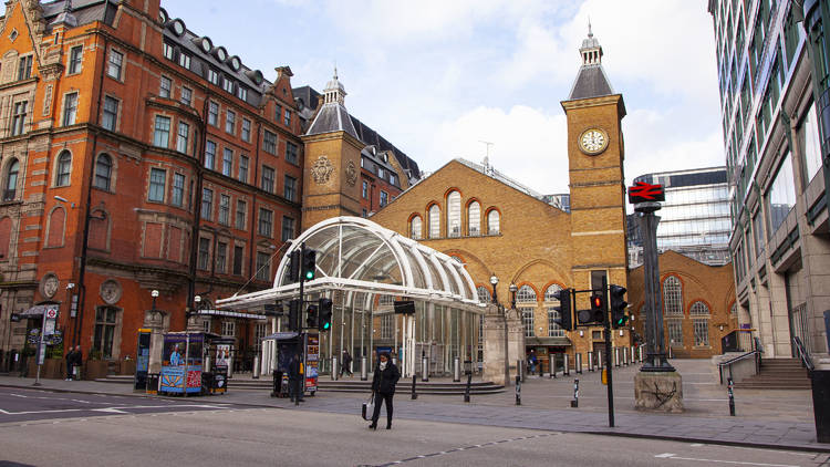 Empty Liverpool Street Station during London lockdown