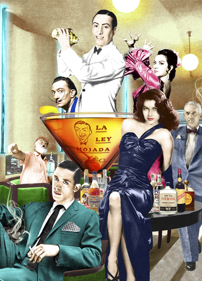 Collage con varios rostros de famosos: Dalí, Ava Gardner, Lola Flores...