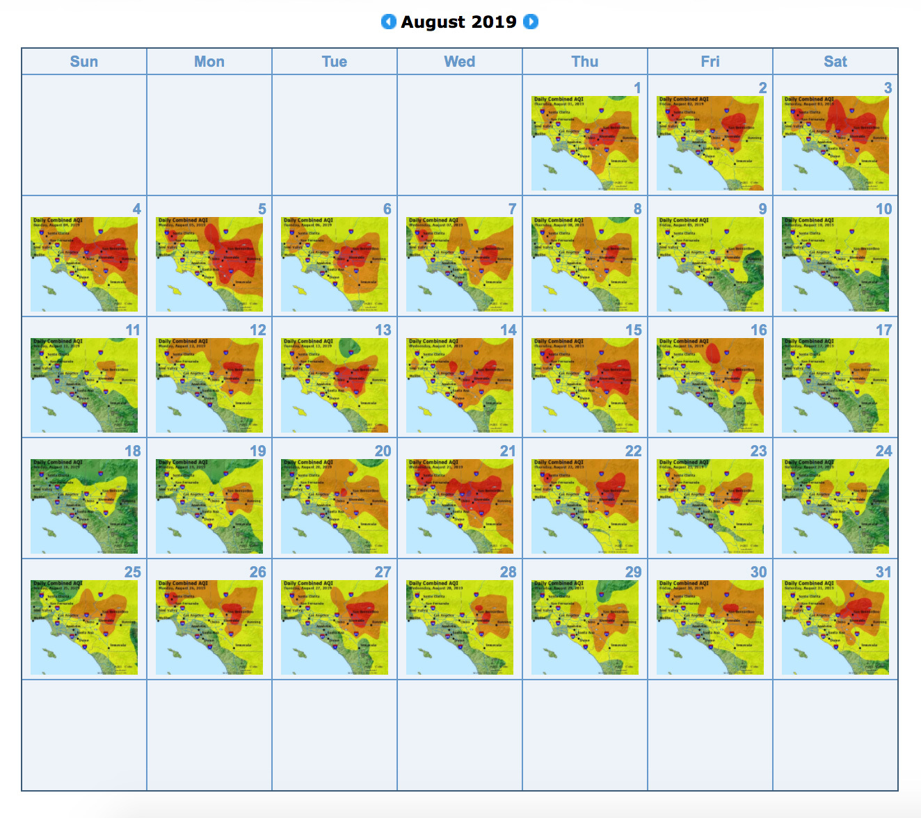 August 2019 air pollution