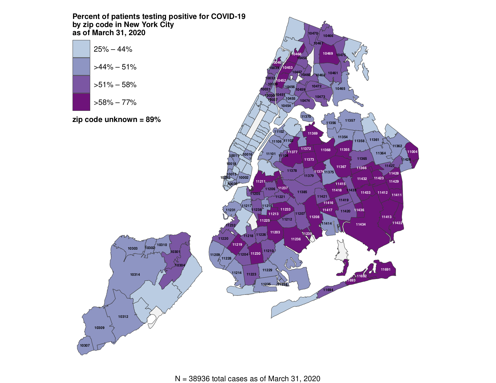 NYC Releases Map Of Positive Tests Broken Down By Zip Code   Image 