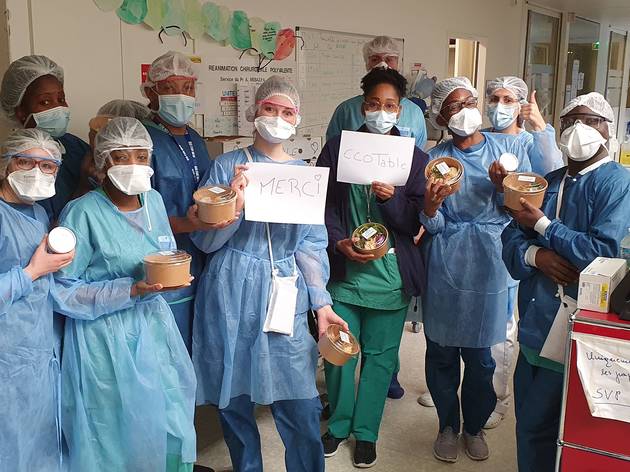 Aidez la communauté Ecotable à fournir des repas aux personnes démunies et au personnel soignant ! © Ecotable - Hôpital Lariboisière