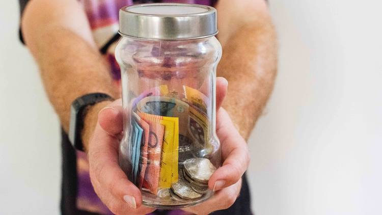 Australian money in a jar