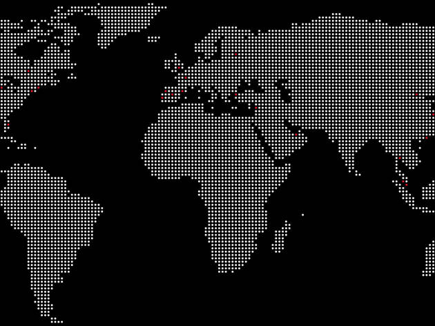 Map of the world with points for major Time Out cities Map of the world with points for major cities