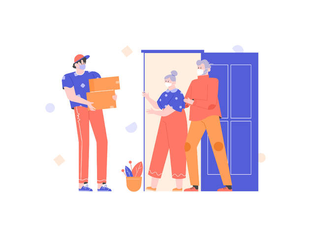 Ilustración de persona entregando un servicio a domicilio
