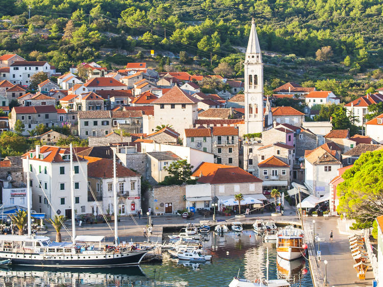 JELSA, CROATIA – CIRCA AUGUST 2016: beautiful view of the town of Jelsa on the island of Hvar in Croatia circa August 2016 in Jelsa.