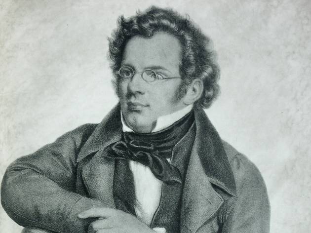 Franz Schubert, numa litografia de C. Helfert Arte, Litografia, Franz Schubert, C. Helfert