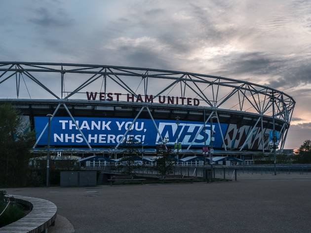 west ham stadium thanking the nhs