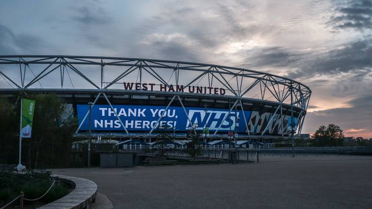 west ham stadium thanking the nhs