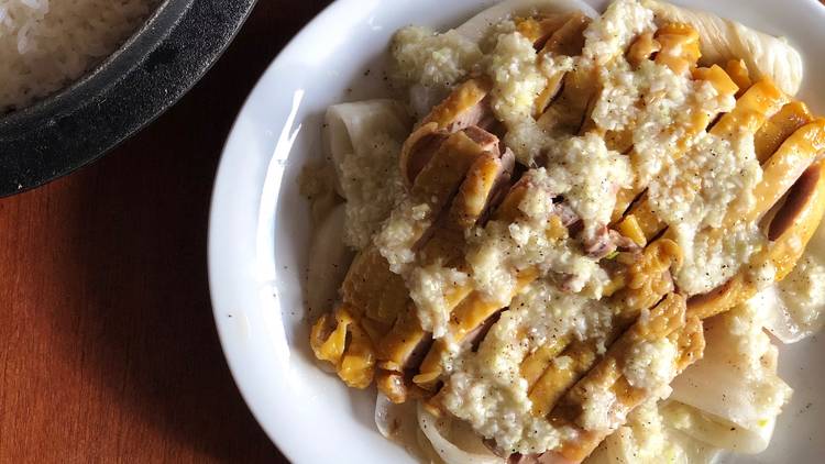 Le poulet vapeur, vierge de poireaux de Cuisine