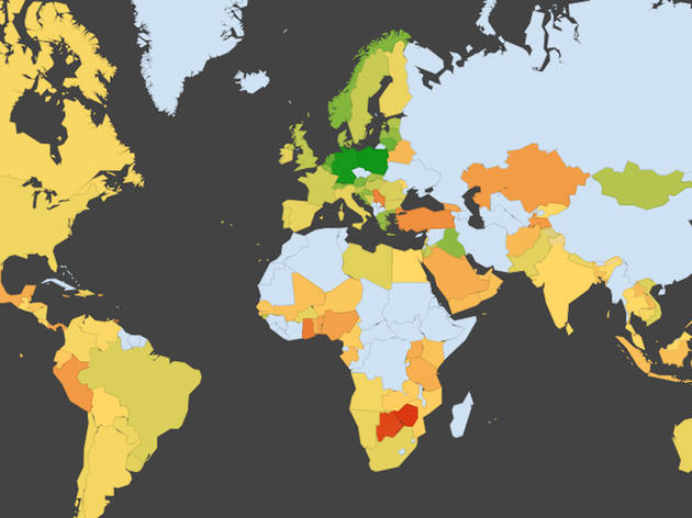 World map showing change in public footfall, March-April 2020 World map showing change in public footfall, March-April 2020