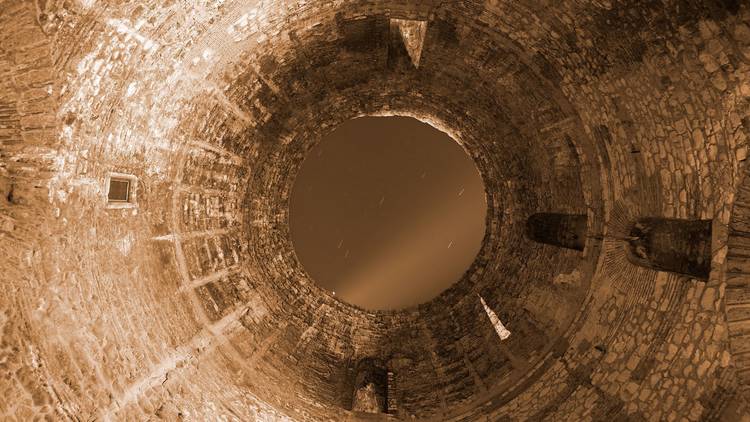 Stars can be glimpsed from the skyward opening in Diocletian's Palace in Split