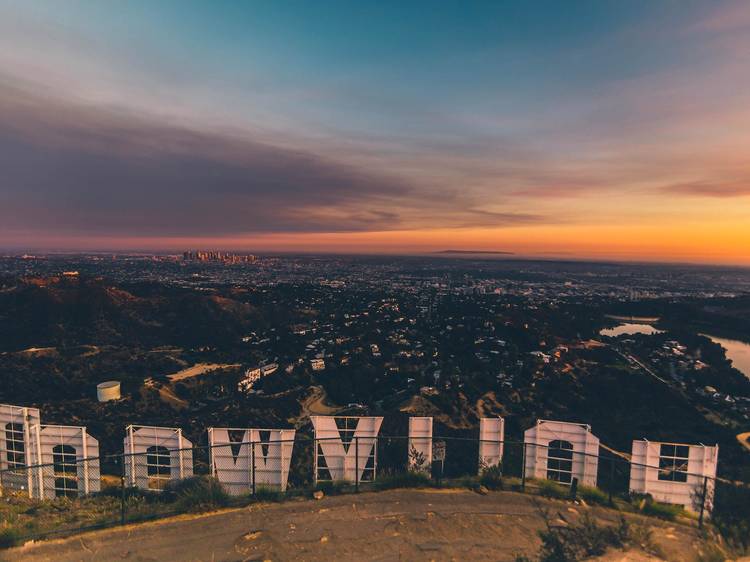 The back side of the Hollywood Sign