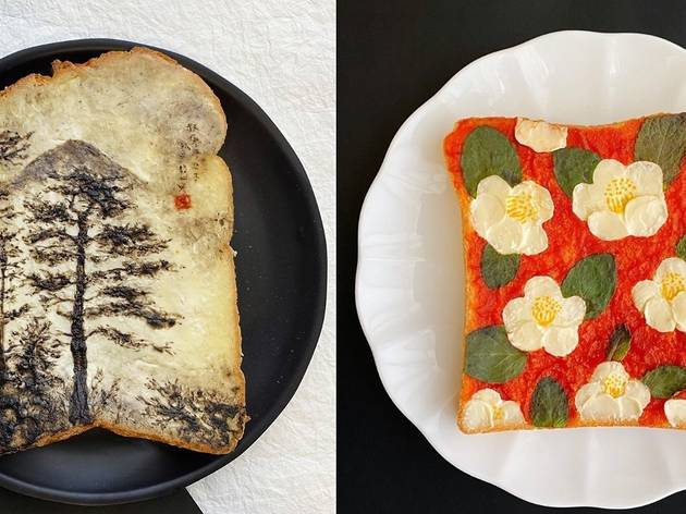 トーストがキャンバスに、朝食で作った食べられるアート Toast art