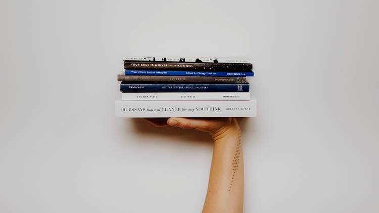 Person holding books