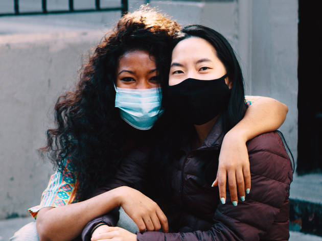 Watch the five finalists for New York's official mask-wearing PSA two women with masks on