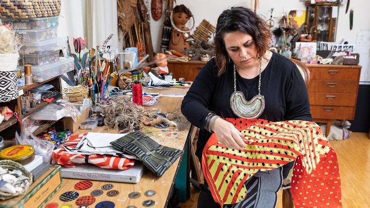 Lisa Waup in her studio, Melbourne 2019