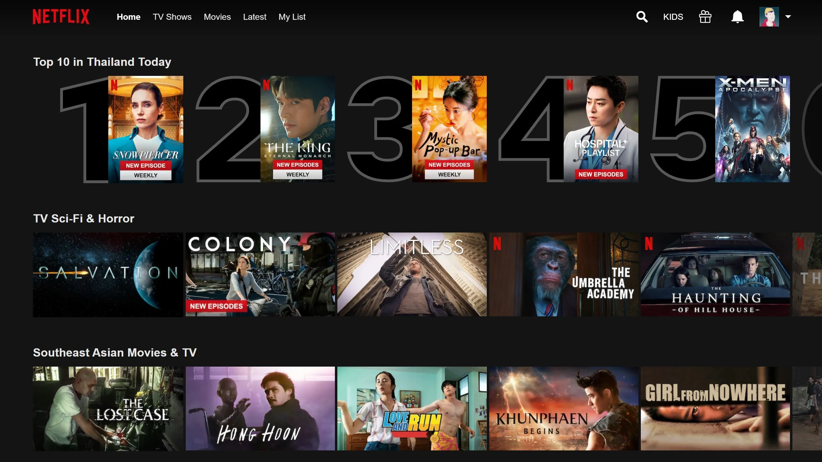 Top 10 in Thailand today