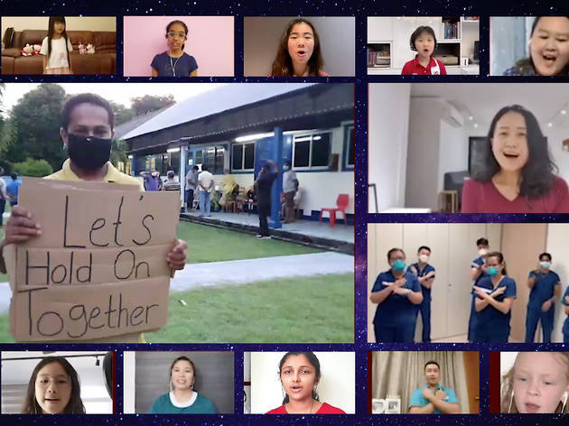 Migrant workers, healthcare heroes and Voices of Singapore Children's Choir come together to perform 'If We Hold On Together' Voices of Singapore