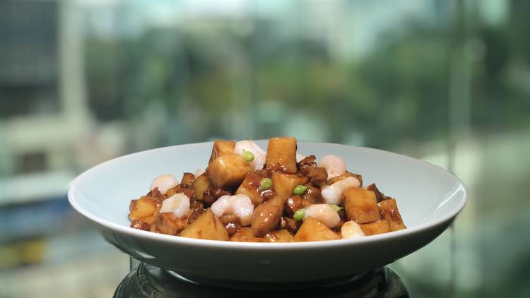 Shanghainese rice cake with chef's special sauce