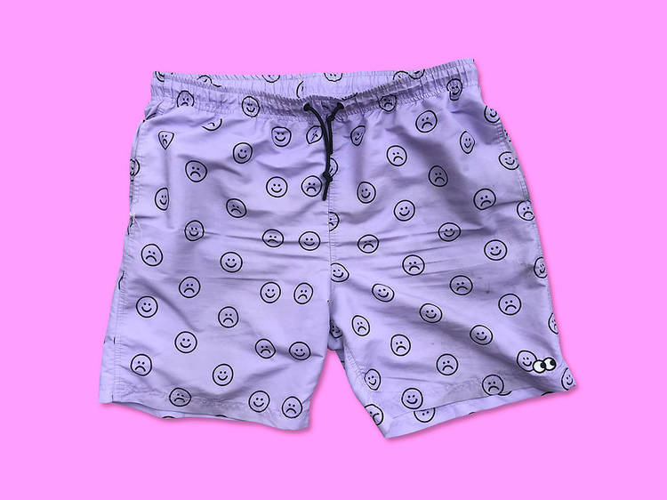 A pair of swimming shorts with the net cut out