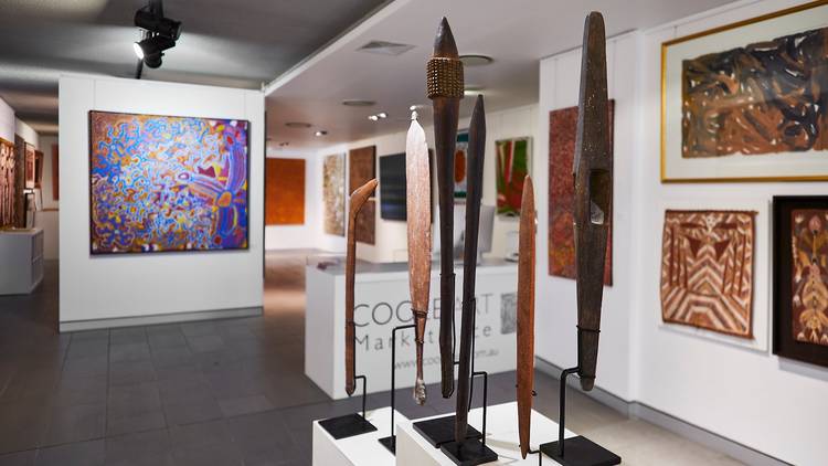 A gallery featuring displays of Aboriginal art