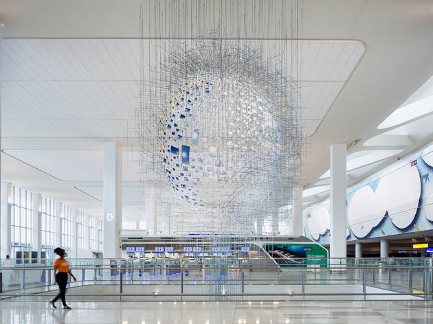 Check out the new LaGuardia Airport's spectacular public art installations LaGuardia Airport, Terminal B, Public Art Fund, Jeppe Hein, Sabine Hornig, Laura Owens, Sarah Sze