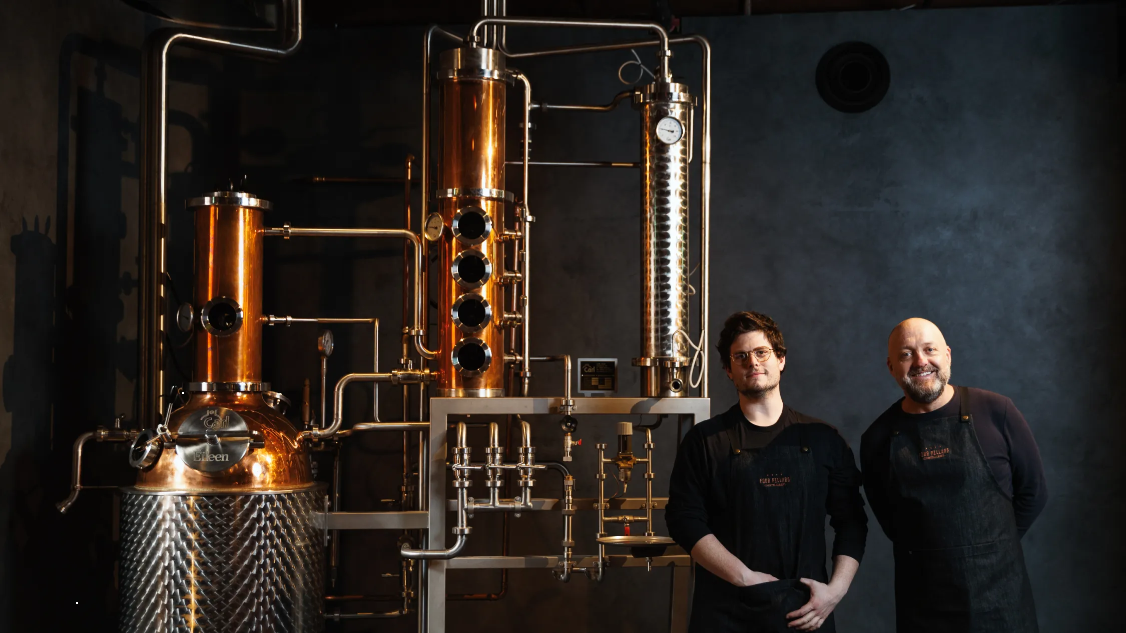 James Irvine and Stuart Gregor with Eileen at the Gin Lab