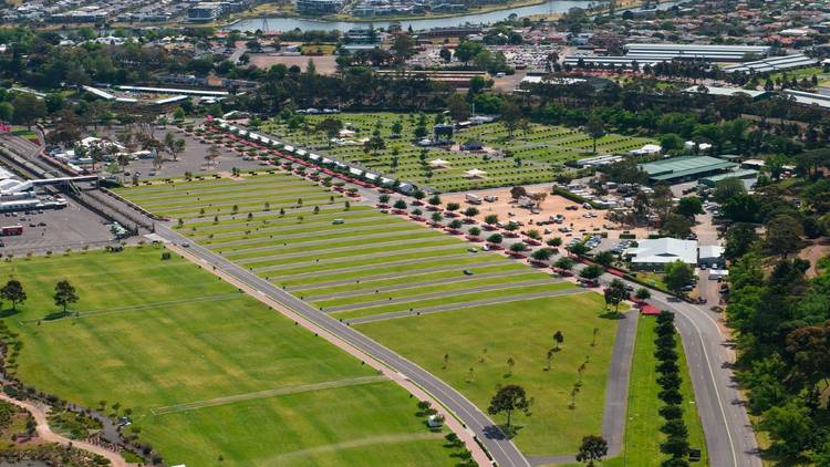 An aerial photograph of Flemington Racecourse