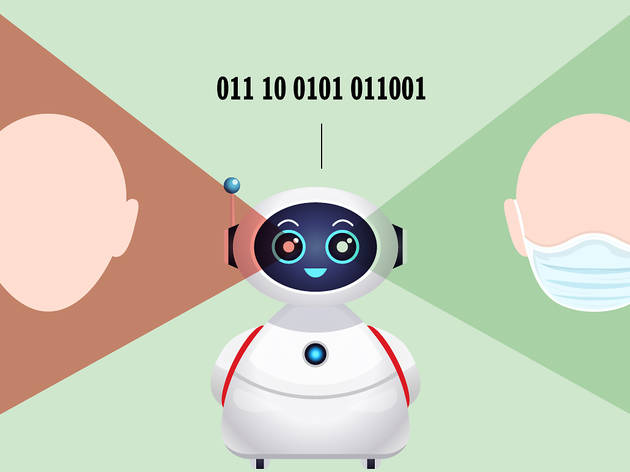 Robot identifying face mask Robot identifying face mask